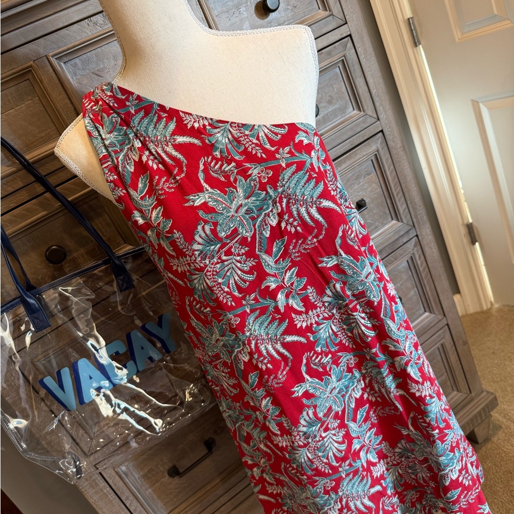 LOFT Red and White Dress
